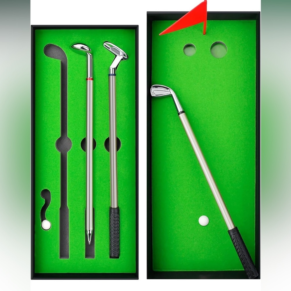 Mini desktop golf ball pen gift set